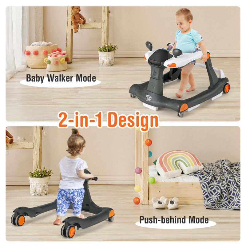2-In-1 Foldable Activity Push Walker with Adjustable Heights