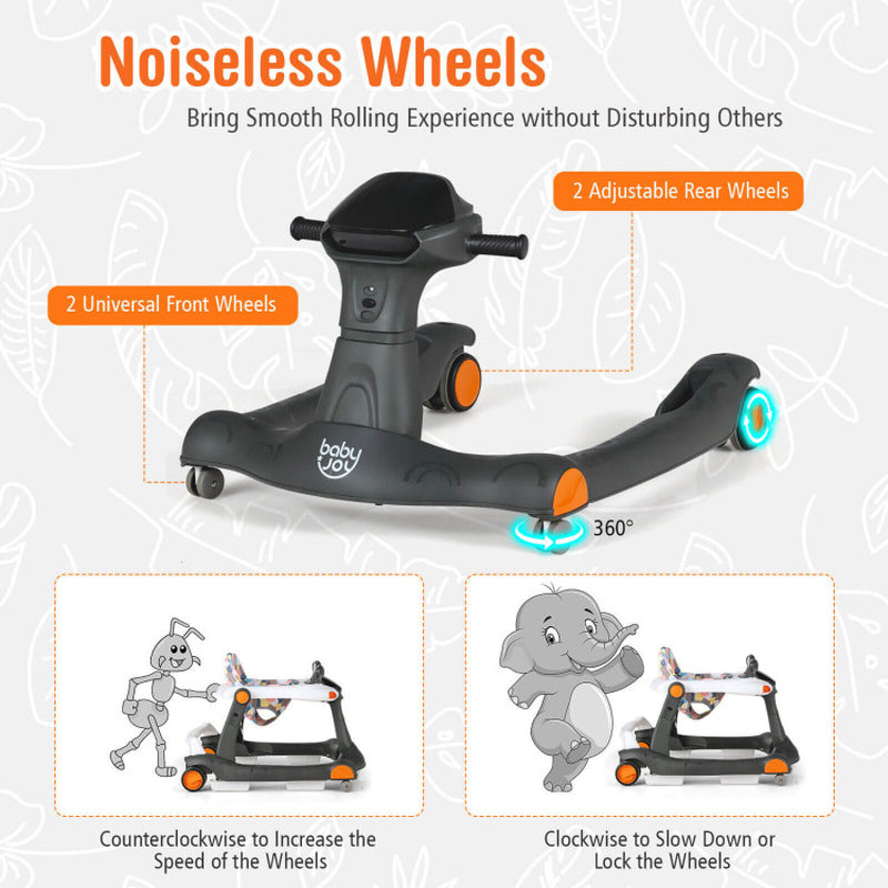 2-In-1 Foldable Activity Push Walker with Adjustable Heights