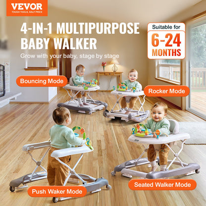 4-in-1 Baby Walker & Activity Center - Sit-to-Stand with Music & Lights