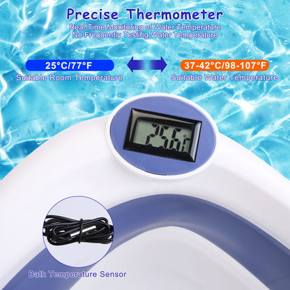 Foldable Baby Bathtub with Digital Thermometer - Portable Infant Bath, 0-24 Months