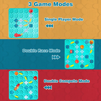 Logical Road Builder Puzzle - STEM Educational Game for Kids 3-8, Brain Teaser Track Building Toy with Pull-Back Car