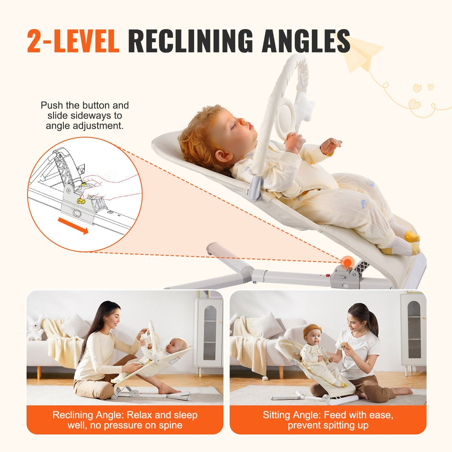 Baby Bouncer Seat & Portable Rocker - Ergonomic Infant Soother with Toy Bar for 0-9 Months, Lightweight & Foldable
