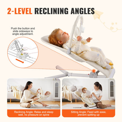 Baby Bouncer Seat & Portable Rocker - Ergonomic Infant Soother with Toy Bar for 0-9 Months, Lightweight & Foldable