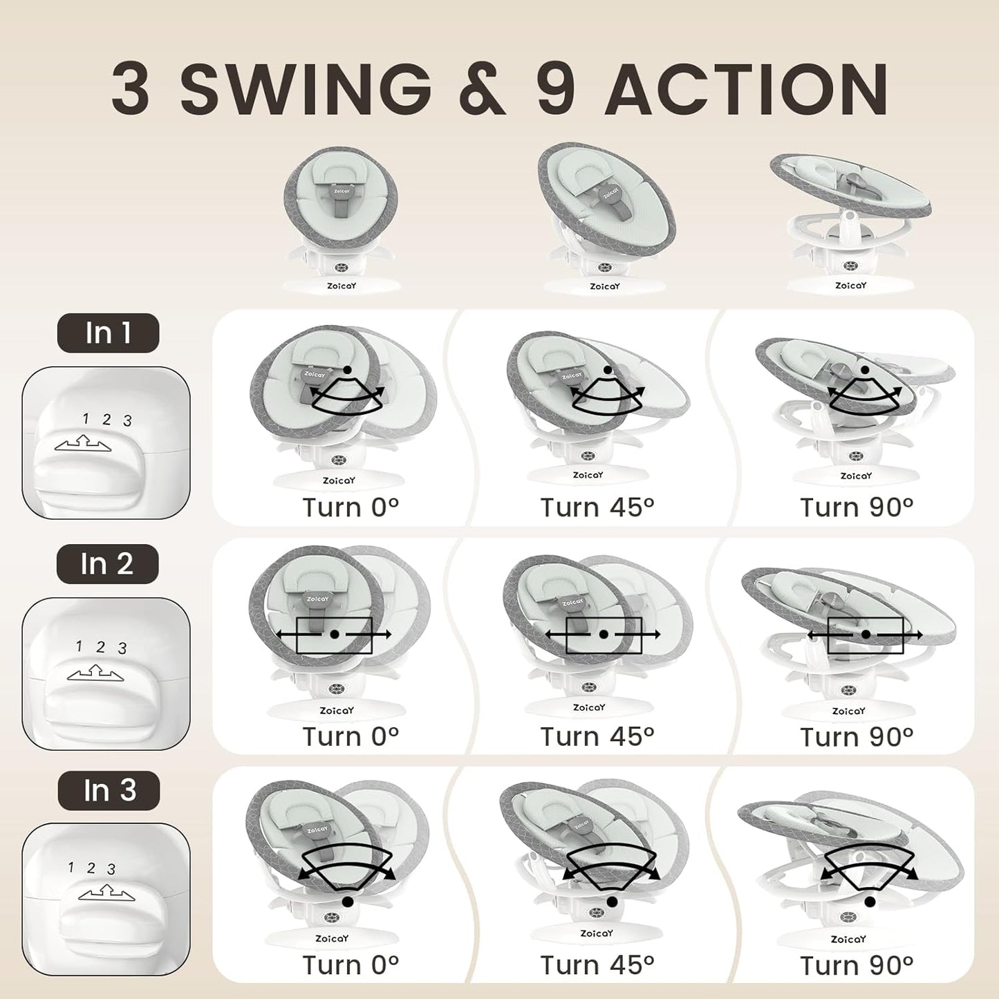 Zoicoy Automatic Baby Rocker - Motion Detection & Bluetooth Swing