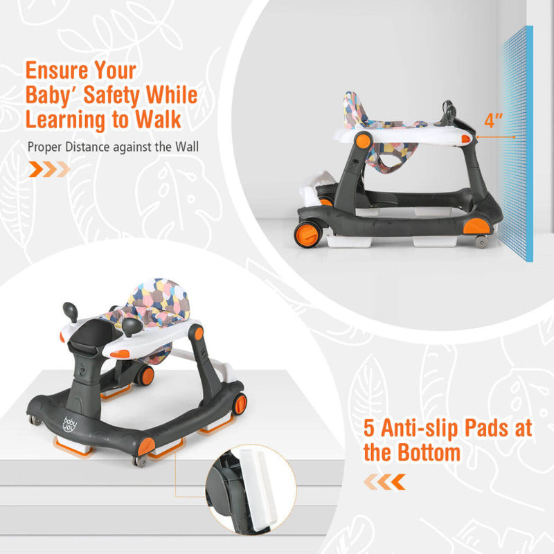 2-In-1 Foldable Activity Push Walker with Adjustable Heights