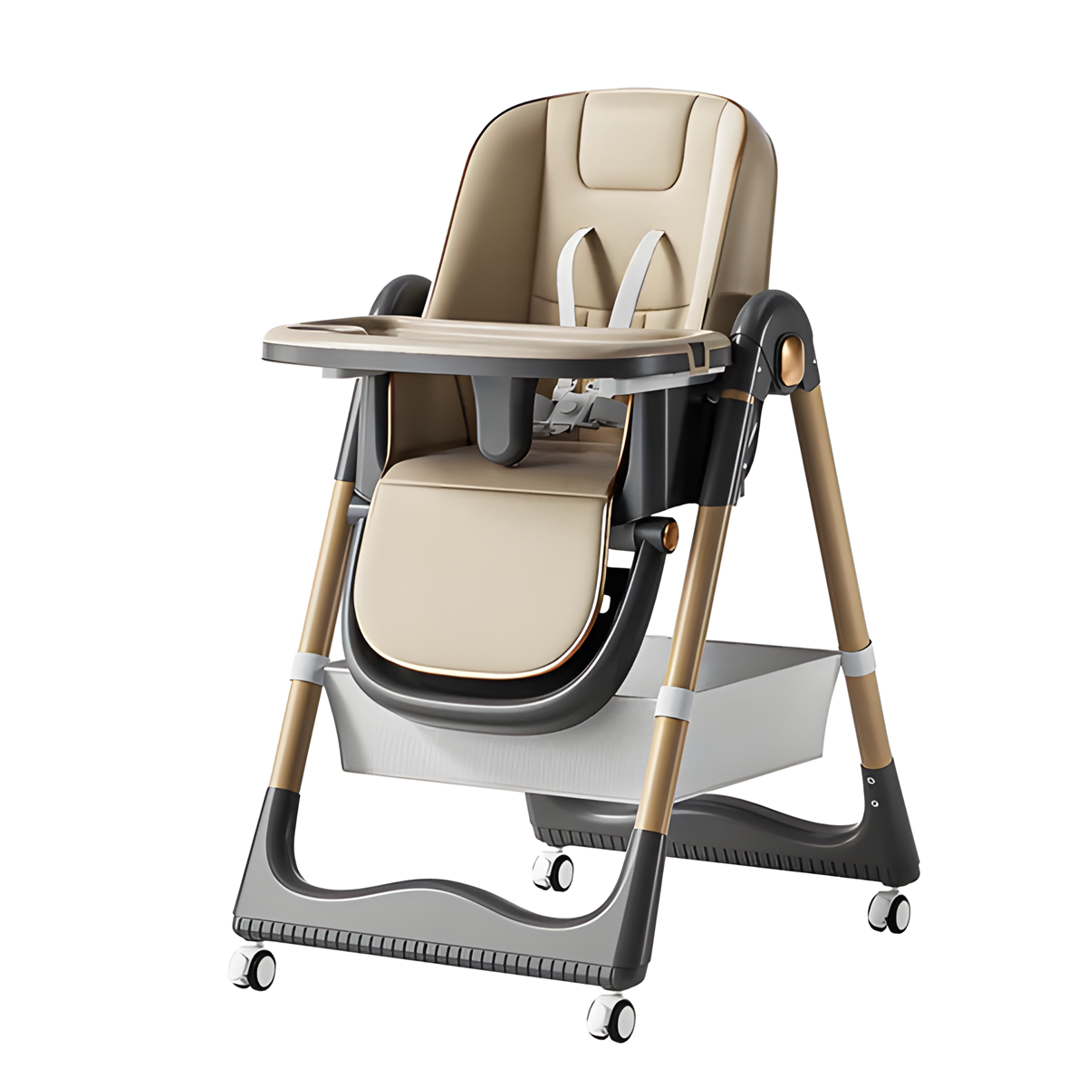 4-in-1 Grow-with-Me High Chair for Baby & Toddler – Recliner, Feeding, Booster Modes, Easy Clean, Rolling Wheels