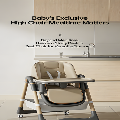 4-in-1 Grow-with-Me High Chair for Baby & Toddler – Recliner, Feeding, Booster Modes, Easy Clean, Rolling Wheels