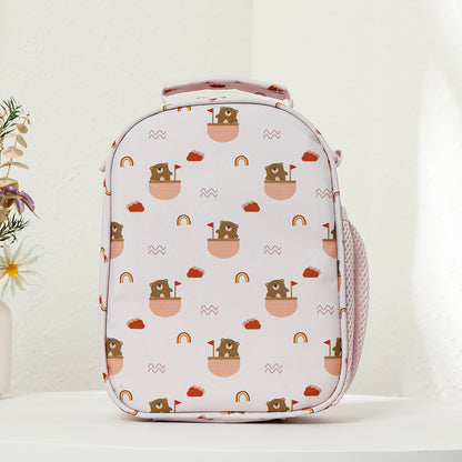 Children's lunch bag with boat pattern on a white background