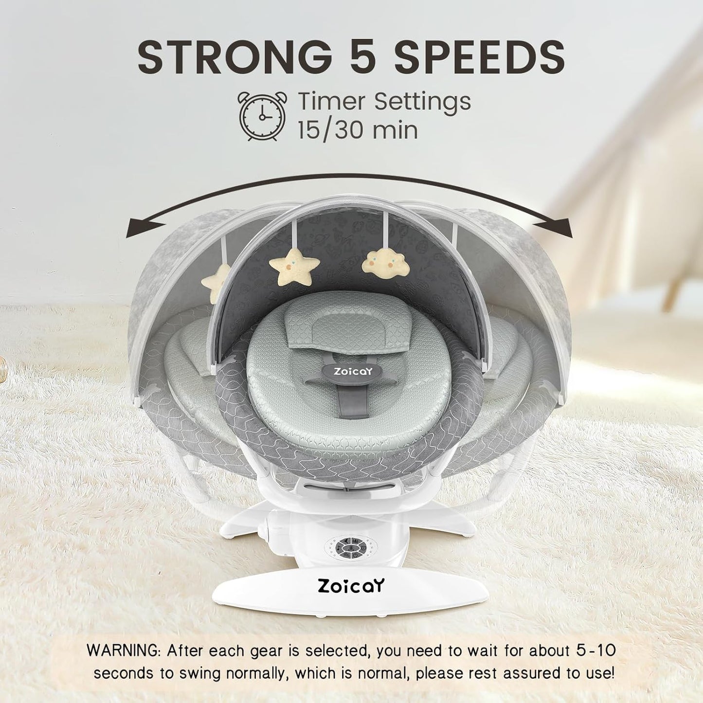 Zoicoy Automatic Baby Rocker - Motion Detection & Bluetooth Swing