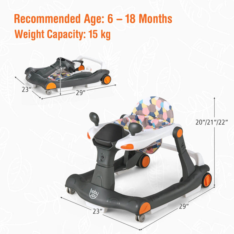 2-In-1 Foldable Activity Push Walker with Adjustable Heights