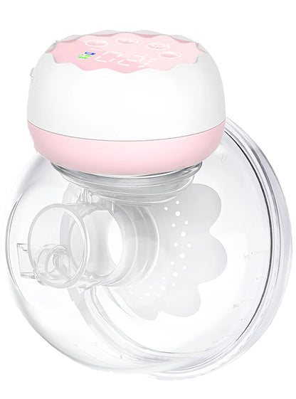 Wearable Electric Hands-Free Breast Pump, Wearable Electric Breast Pump with 4 Modes, 12 Levels, Pink