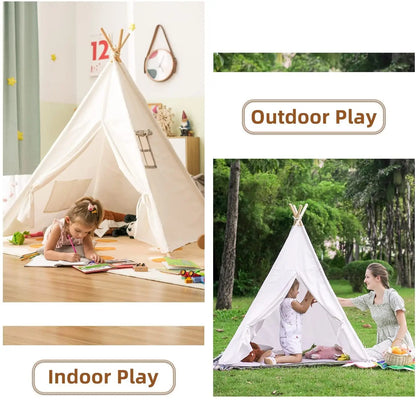 Kids Teepee Tent with Curtain | Foldable Indoor Play House for Toddlers | Boys & Girls Ages 3–12 (1.35m & 1.6m)