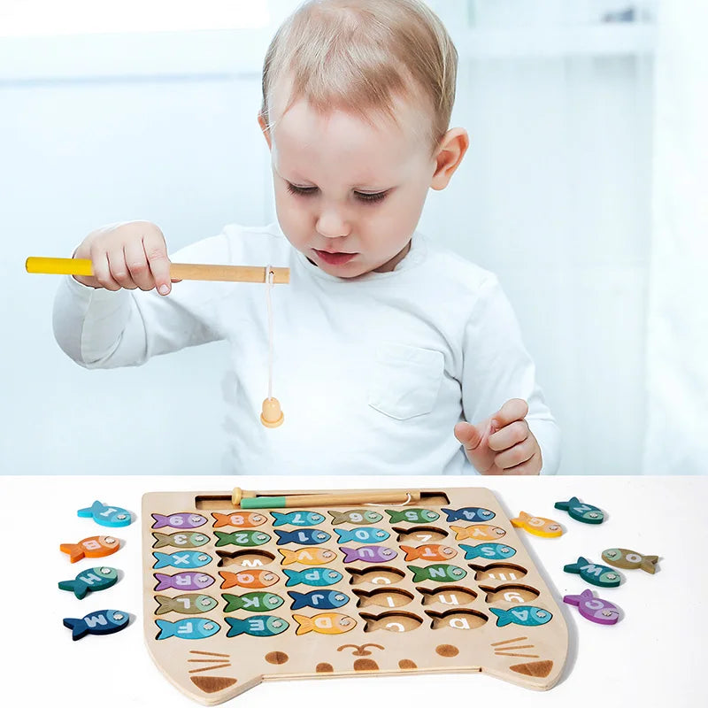 Wooden Magnetic Fishing Game for Kids