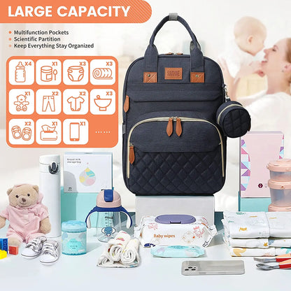 3-in-1 Diaper Bag Backpack | Foldable Baby Bed, USB Port & Waterproof Travel Bag