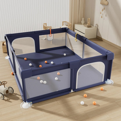 Baby Playpen with Pull Ring | Breathable Large Safety Gate Fence for Kids | Indoor & Outdoor Activity Center