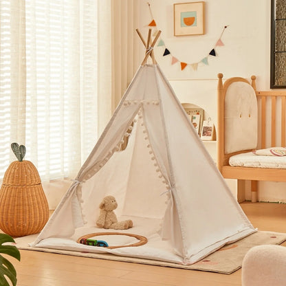 Kids Teepee Tent with Curtain | Foldable Indoor Play House for Toddlers | Boys & Girls Ages 3–12 (1.35m & 1.6m)