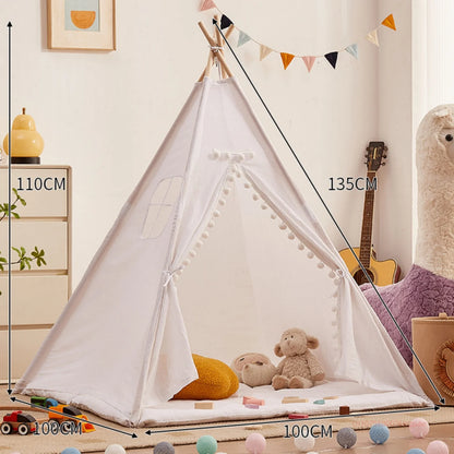 Kids Teepee Tent with Curtain | Foldable Indoor Play House for Toddlers | Boys & Girls Ages 3–12 (1.35m & 1.6m)