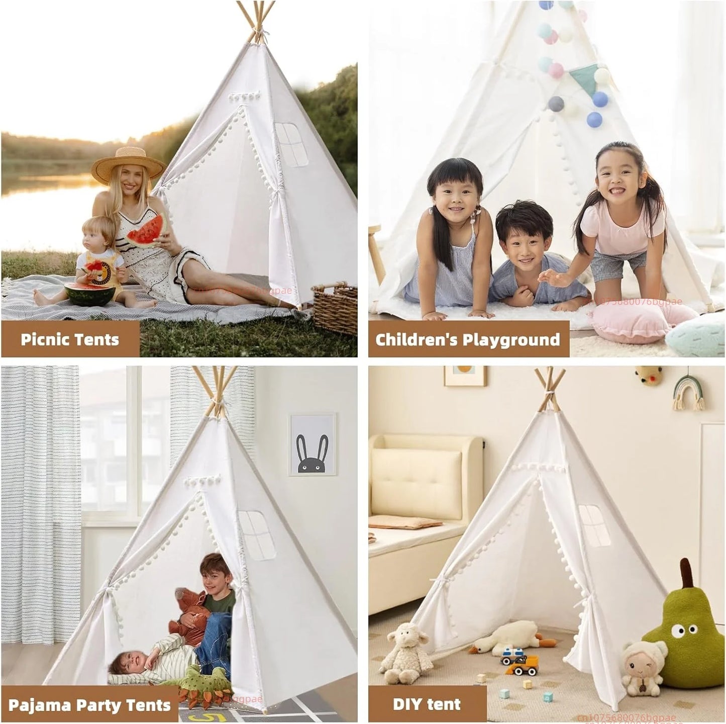 Kids Teepee Tent with Curtain | Foldable Indoor Play House for Toddlers | Boys & Girls Ages 3–12 (1.35m & 1.6m)