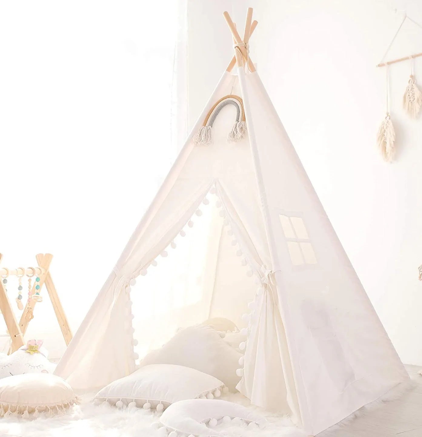 Kids Teepee Tent with Curtain | Foldable Indoor Play House for Toddlers | Boys & Girls Ages 3–12 (1.35m & 1.6m)