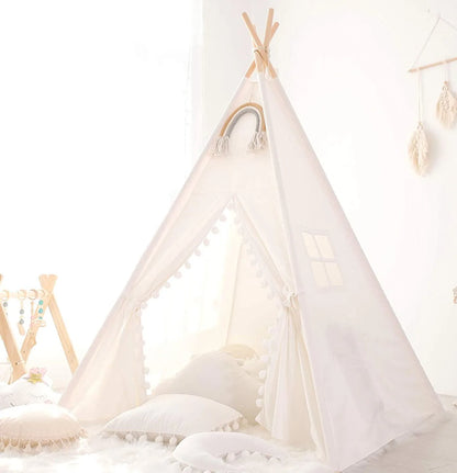 Kids Teepee Tent with Curtain | Foldable Indoor Play House for Toddlers | Boys & Girls Ages 3–12 (1.35m & 1.6m)