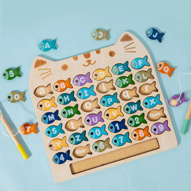 Wooden Magnetic Fishing Game for Kids