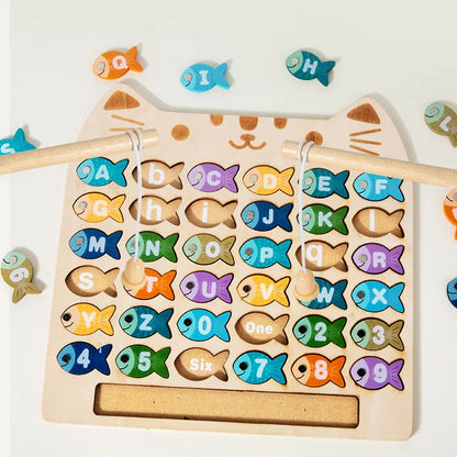 Wooden Magnetic Fishing Game for Kids