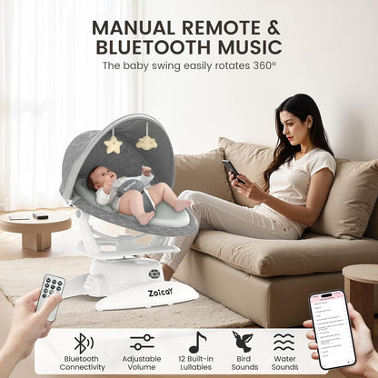 Zoicoy Automatic Baby Rocker - Motion Detection & Bluetooth Swing