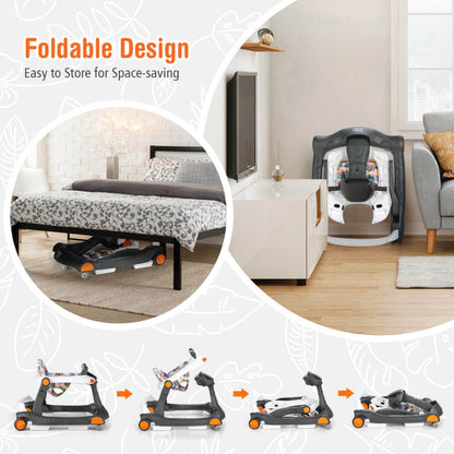 2-In-1 Foldable Activity Push Walker with Adjustable Heights