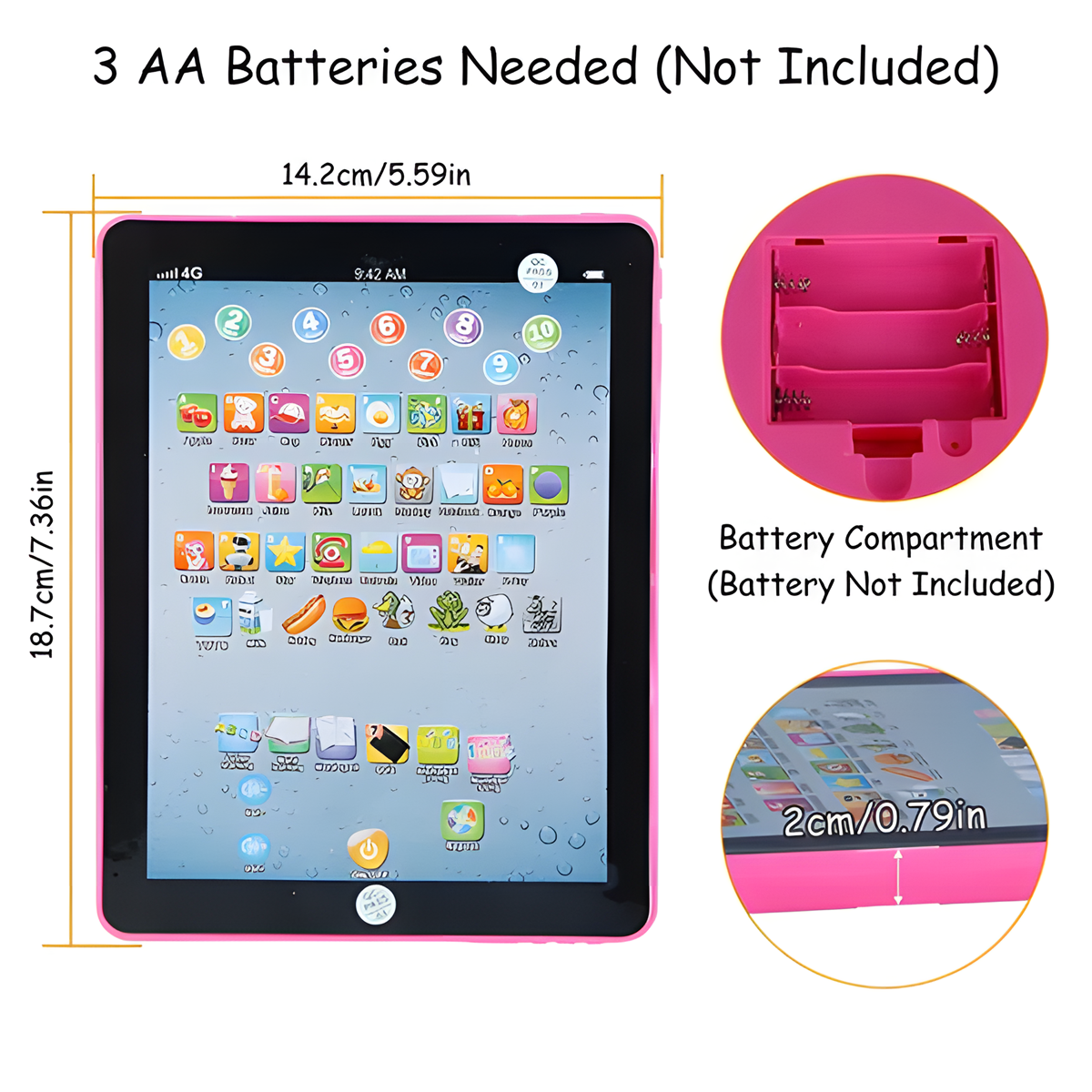 Baby Learning Tablet - Interactive ABC & 123 Educational Toy for Toddlers 1-6, Musical Learning Pad with Lights & Sounds