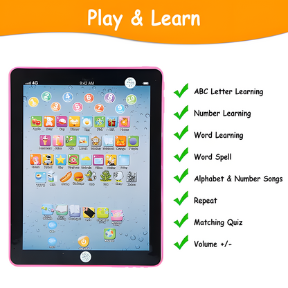Baby Learning Tablet - Interactive ABC & 123 Educational Toy for Toddlers 1-6, Musical Learning Pad with Lights & Sounds