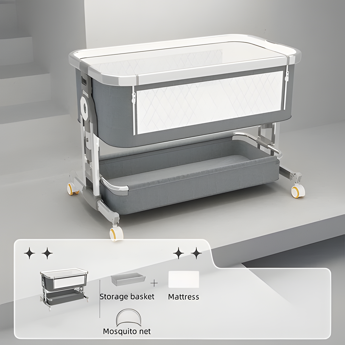 Foldable Baby Crib & Bassinet | Adjustable Height, Portable 0–2 Years