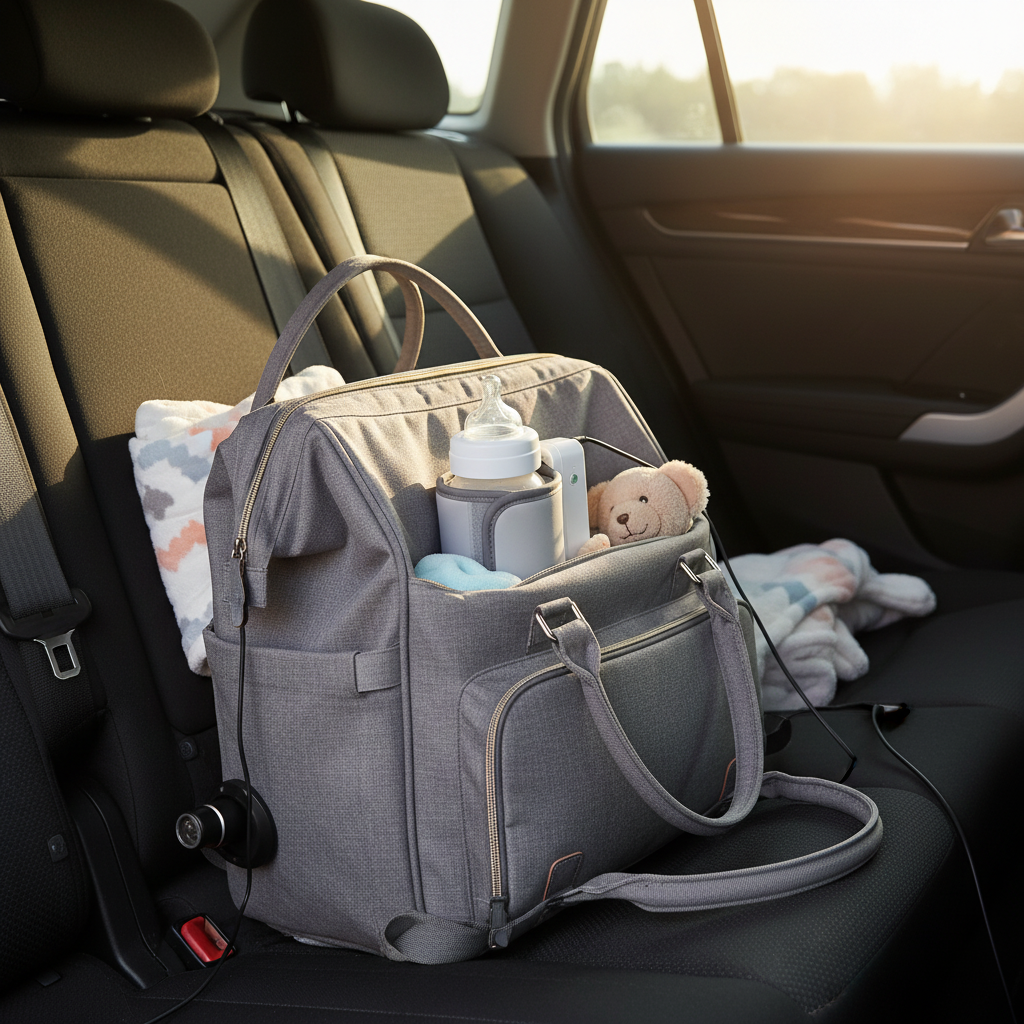 Bottle warmer in diaper bag