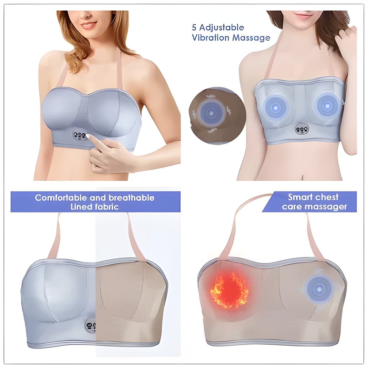 Infrared Heating Breast Massage Bra – Vibration & Hot Compress Therapy