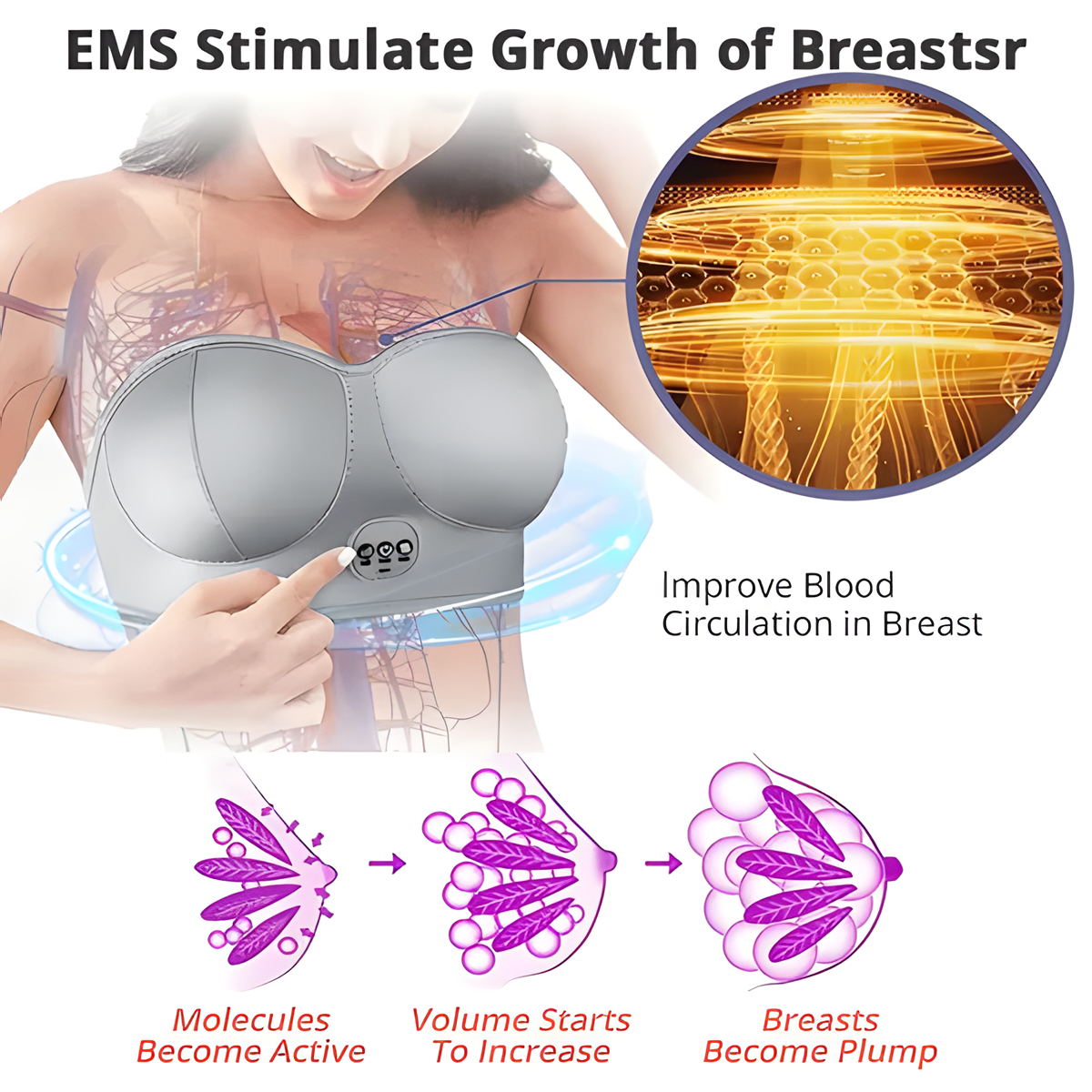 Infrared Heating Breast Massage Bra – Vibration & Hot Compress Therapy