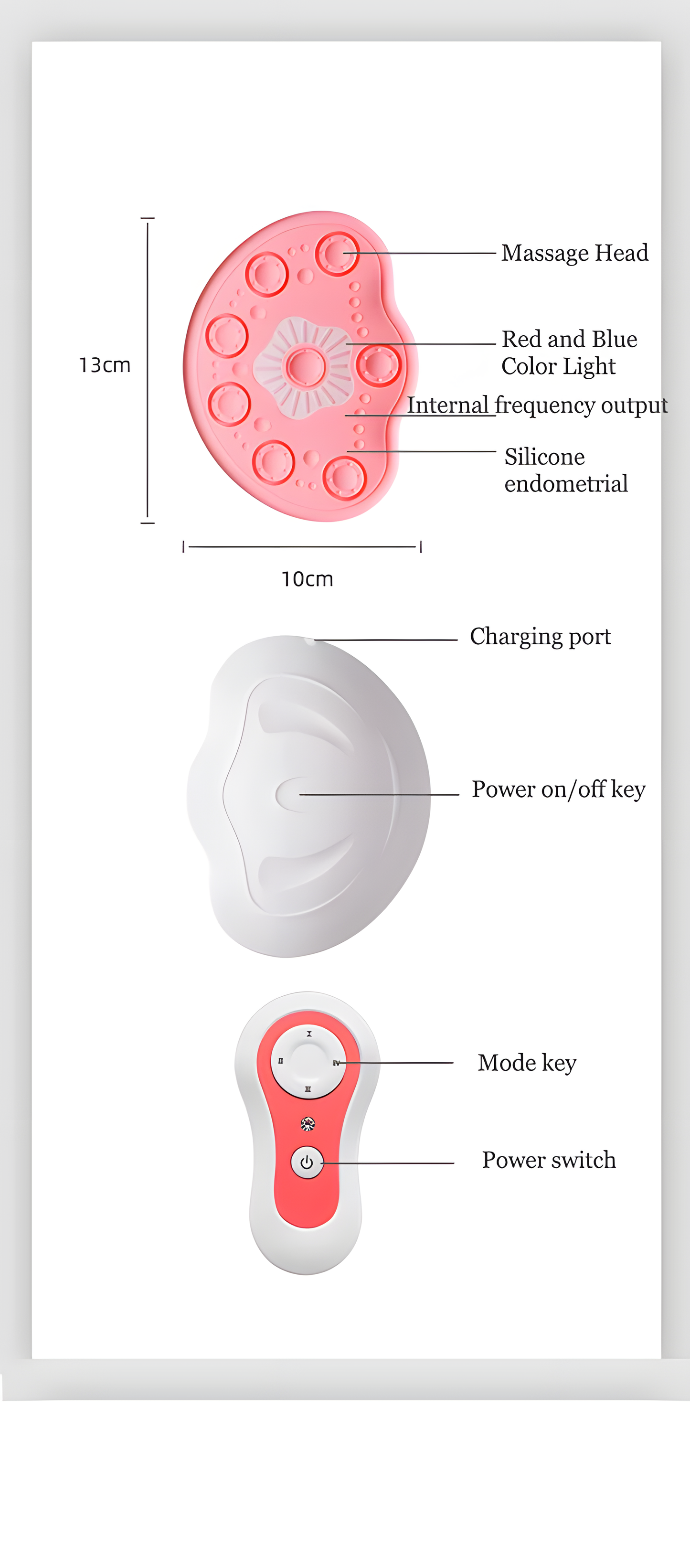 Wireless Breast Massager with Hot Compress & Red Light Therapy
