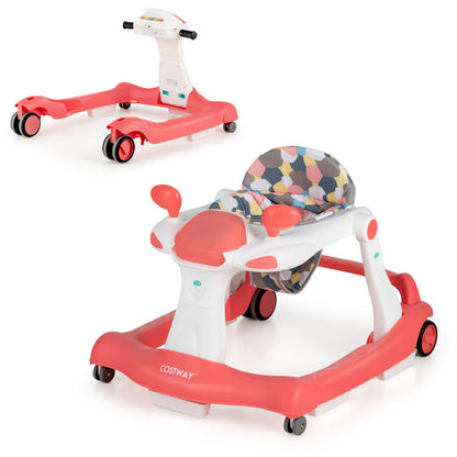 2-In-1 Foldable Activity Push Walker with Adjustable Heights