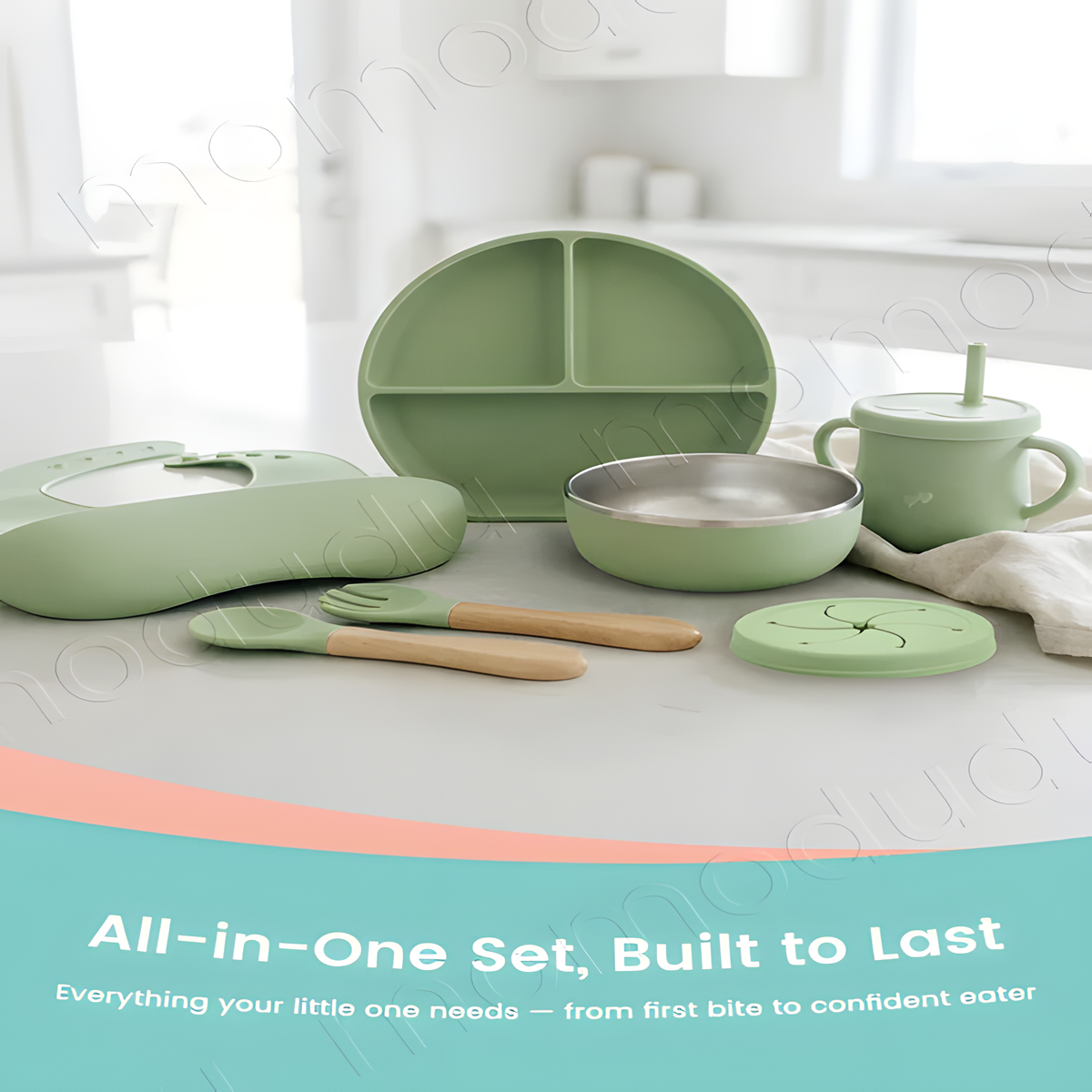 Baby Silicone Feeding Set – 6-Piece BPA-Free Tableware for Toddlers