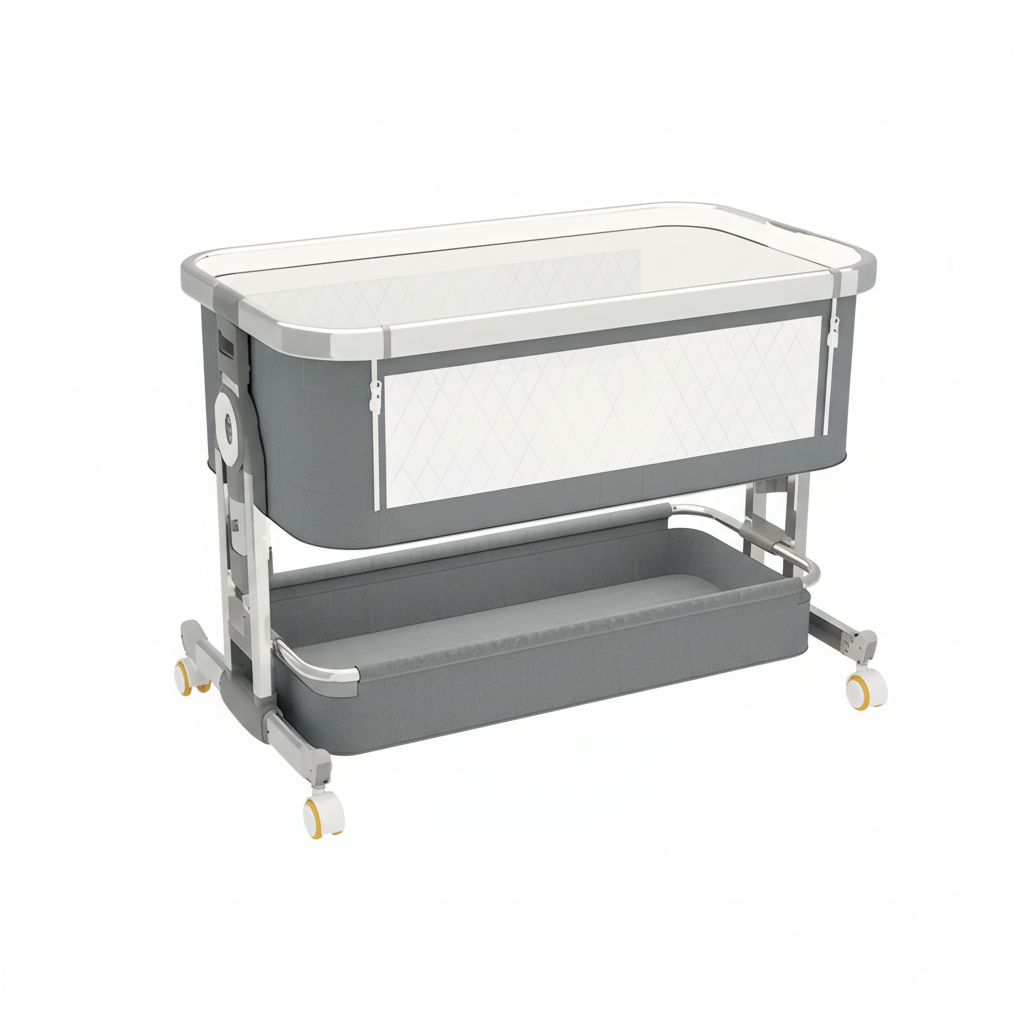 Foldable Baby Crib Bassinet on White Background