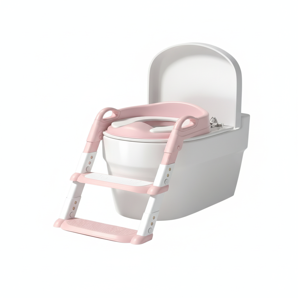 Foldable Kids Potty Training Seat - Cherry Blossom Pink on White Background