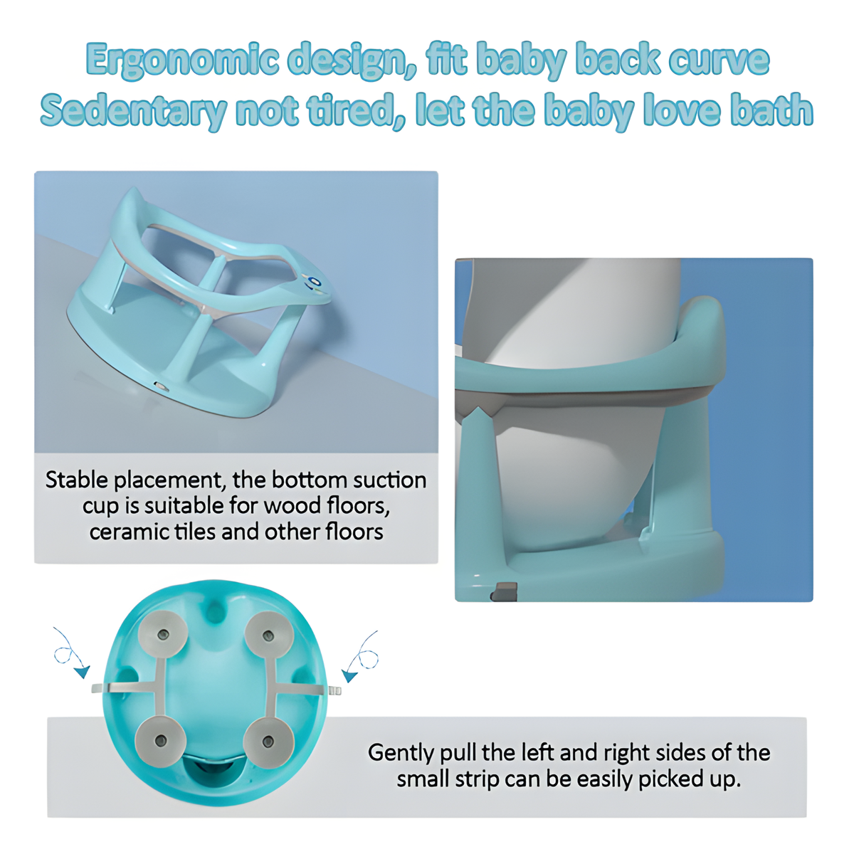 Baby Bath Chair with Suction Cups - Anti-Slip Infant Bath Seat, 6-18 Months