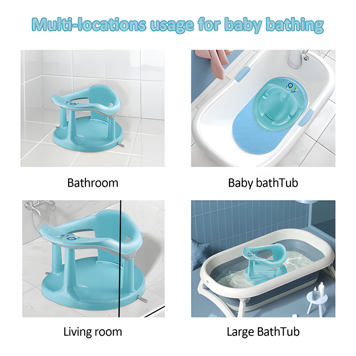 Baby Bath Chair with Suction Cups - Anti-Slip Infant Bath Seat, 6-18 Months