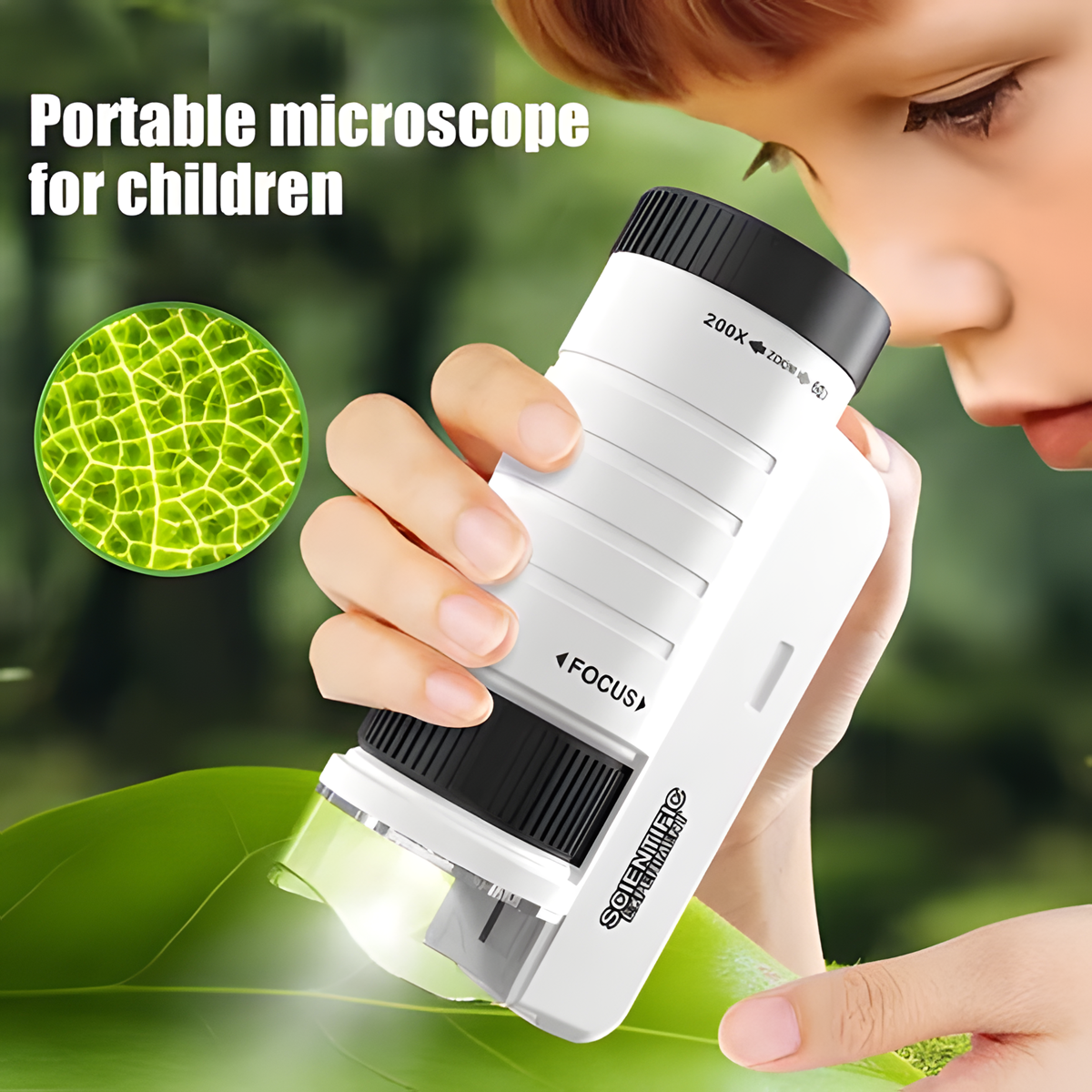 Kids Portable Pocket Microscope - 60x-120x Handheld STEM Science Toy for Kids, Educational Lab Kit with LED Light