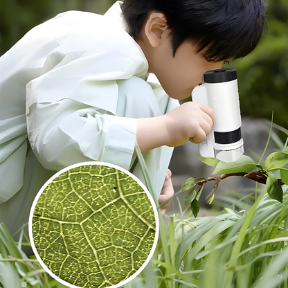 Kids Portable Pocket Microscope - 60x-120x Handheld STEM Science Toy for Kids, Educational Lab Kit with LED Light