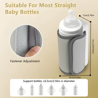 Portable Baby Bottle Warmer - USB Rechargeable Travel Milk Warmer with Digital Display & 4 Temperature Settings