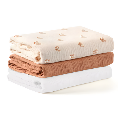Muslin Baby Swaddle Blankets (3-Pack) | Soft Breathable Newborn Wrap for Boys & Girls
