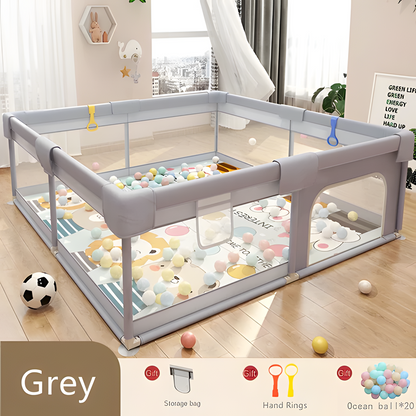 Baby Playpen with Pull Ring | Breathable Large Safety Gate Fence for Kids | Indoor & Outdoor Activity Center