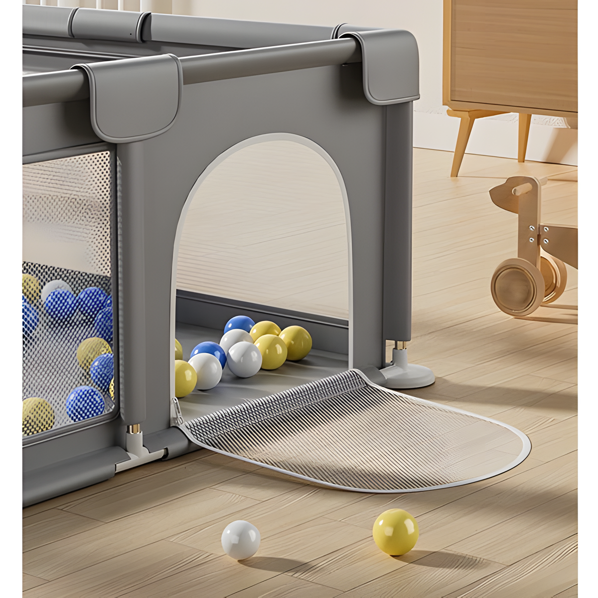 Baby Playpen with Pull Ring | Breathable Large Safety Gate Fence for Kids | Indoor & Outdoor Activity Center