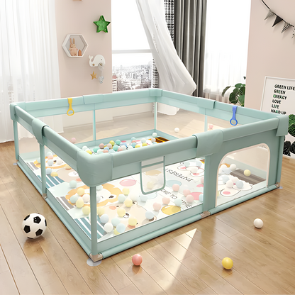 Baby Playpen with Pull Ring | Breathable Large Safety Gate Fence for Kids | Indoor & Outdoor Activity Center