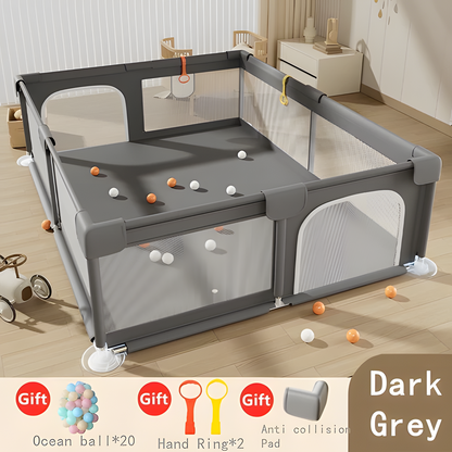 Baby Playpen with Pull Ring | Breathable Large Safety Gate Fence for Kids | Indoor & Outdoor Activity Center