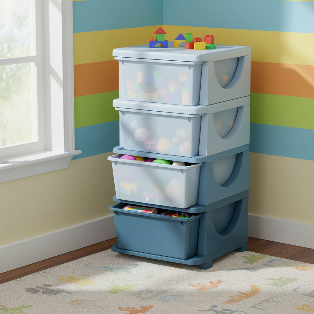 Storage organizer in playroom